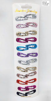 Fashion Jewelry 12 Pcs Dazzling & Shining Multicolor Tic Tac Hair Pins - Stylish Hair Accessories for Girls & Women